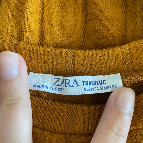 Zara Mustard Yellow Ribbed Tee - Picture 3 of 3